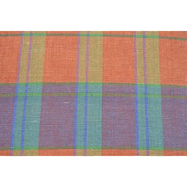 Late 20th Century William Switzer Faux Bamboo Ottoman - BenchWith Plaid Upholstery For Sale - Image 5 of 15