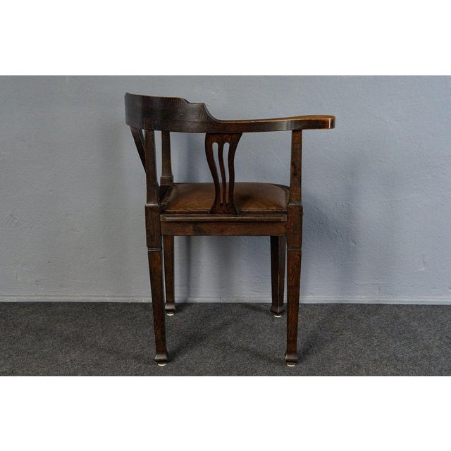 Vintage Armchair in Leatherette and Oak For Sale - Image 4 of 13