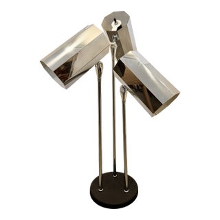 Koch & Lowy Adjustable Triple Octagon Shade Chrome Desk Lamp, 1960s For Sale