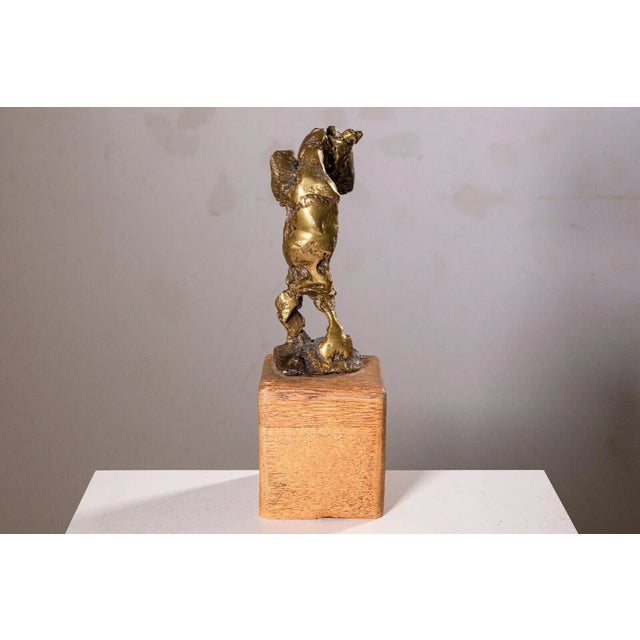 Fu Vintage Bronze Abstract Sculpture on Wood Base For Sale - Image 4 of 9