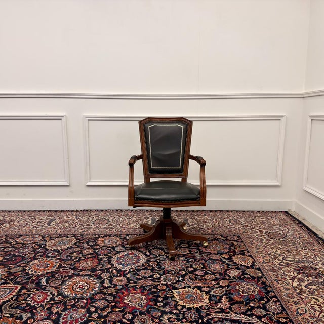 About this Large Classic English Green Chesterfield Office Chair Classic and Elegant | Antique office chairs in English,...