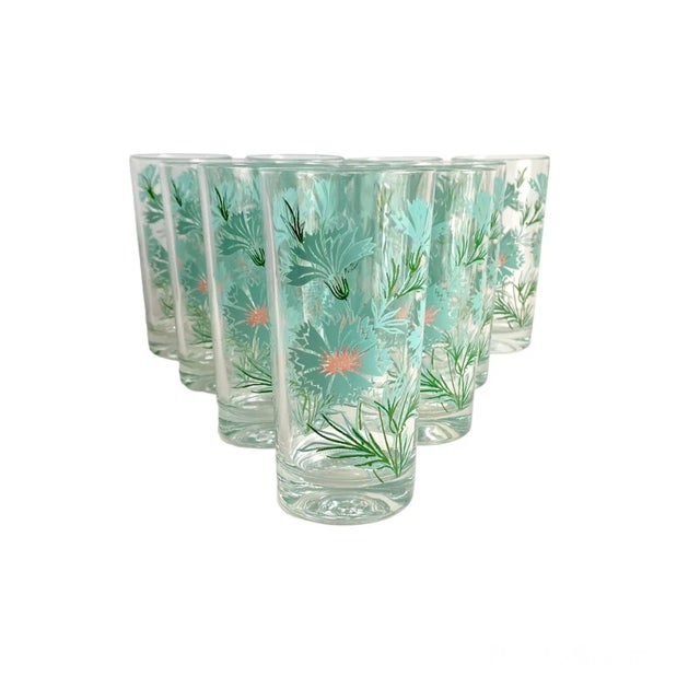 Set of 4 Reserved for Randi Taylor Smith Ever Yours Boutonnière Tumbler Tall Glasses Retro Floral For Sale - Image 10 of 10