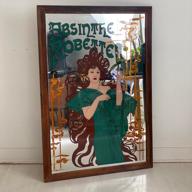 1980s Vintage Art Nouveau Advertising Painted Mirror, 1980s For Sale - Image 5 of 12