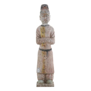 Chinese Civil Official Pottery Figurine, Late Han Dynasty to Early Eastern Han Dynasty For Sale
