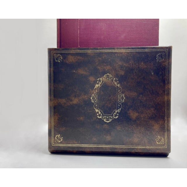 1950’s Faux Leather Gold Pressed Bookends- A Pair For Sale - Image 4 of 9
