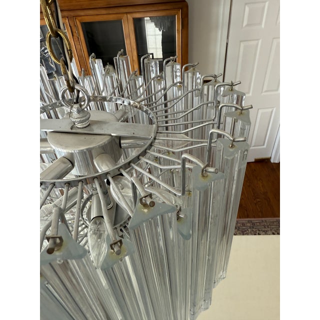 Vintage Murano Glass Clear Chandelier in the Style of Venini Triedri For Sale - Image 12 of 18