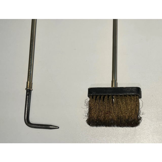 Glass and Brass Design Fireplace Tools - 5 Pieces For Sale - Image 12 of 13