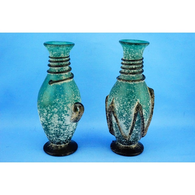 Glass Green and Black Murano Glass Vases by C. Zeta, Italy, 1970s, Set of 2 For Sale - Image 7 of 18
