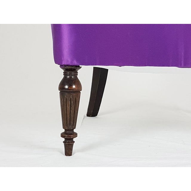 Wood Mid-Century Italian Modern Wood & Purple Fabric Armchairs in the style of Cesare Lacca, 1950s, Set of 2 For Sale - Image 7 of 10