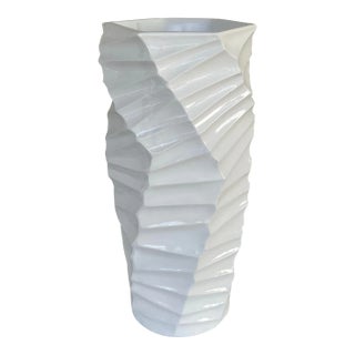 Organic Modern White Lacquered Small Floor Vase For Sale