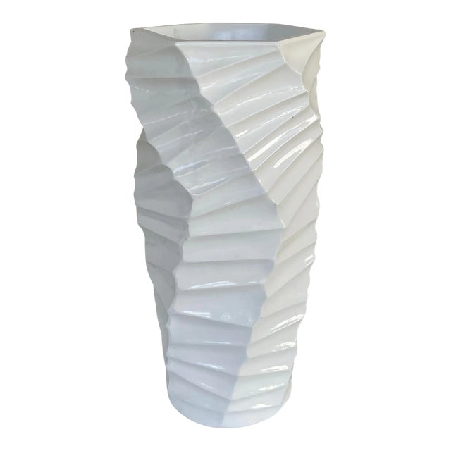 Organic Modern White Lacquered Small Floor Vase For Sale