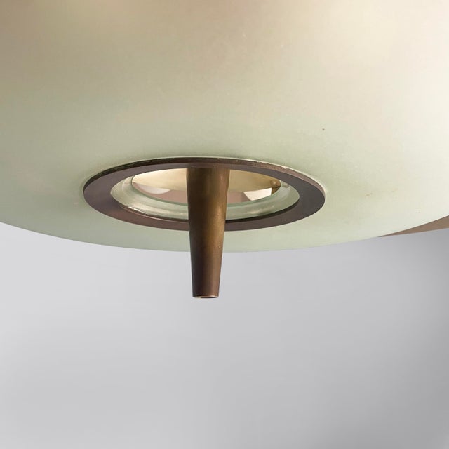 Metal Mid-Century Modern Italian Glass Model 1462 Pendant Light by Max Ingrand for Fontana Arte, 1950s For Sale - Image 7 of 13