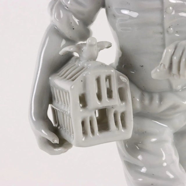 Sculpture Young Boy with Case in White Porcelain, 1800s For Sale - Image 4 of 10