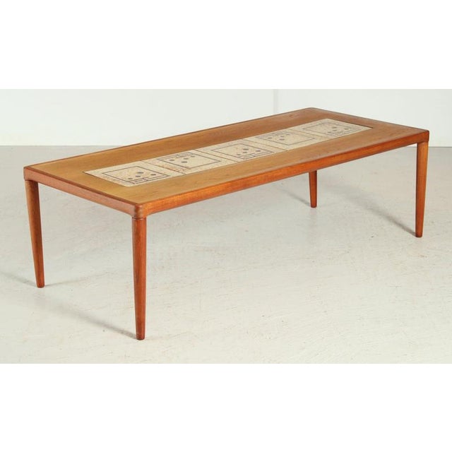 Mid-Century Danish Rectangular Teak Coffee Table with a Tile Inlays by HW Klein for Bramin, 1960s For Sale - Image 9 of 9