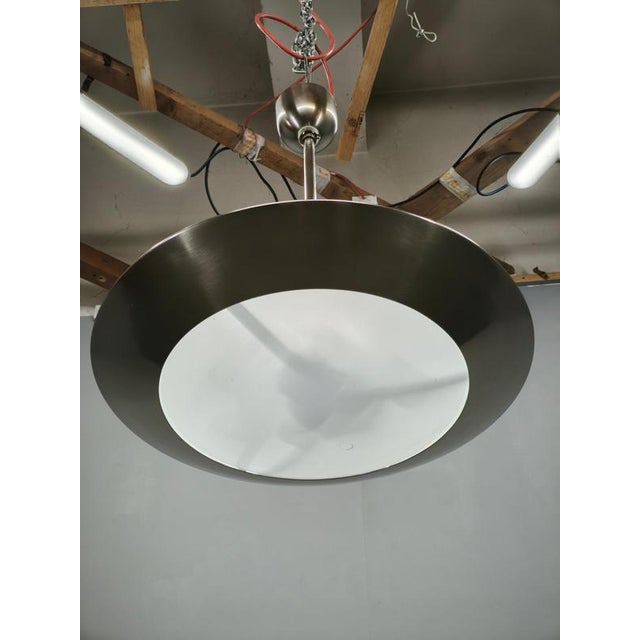 Bauhaus Chrome and Glass Pendant Light, Czechoslovakia, 1930s For Sale - Image 9 of 12