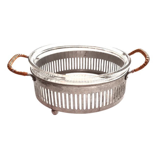 Vintage Bowl with Rattan Handles from Pyrex Sedlex For Sale