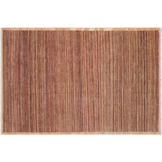 Shabby Chic Gabbeh Tan/Beige Wool Rug - 6'1'' X 8'9'' For Sale - Image 9 of 10