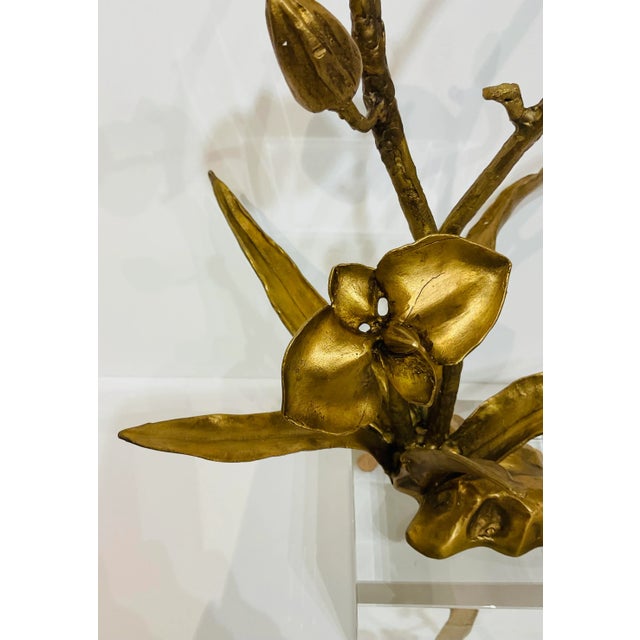 Contemporary John Richard Organic Modern Antique Brass Orchid Sculpture For Sale - Image 3 of 5
