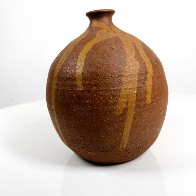 1970s Vintage Modern Glaze Art Pottery Bud Weed Vase For Sale - Image 4 of 7