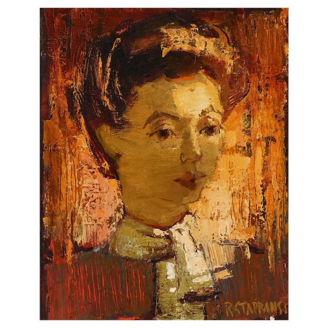 Raimonds Staprаns, Portrait of Woman, 1955, Oil on Canvas For Sale