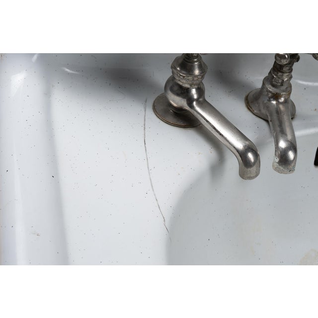 Early 20th Century Early 20th Century Kohler Porcelain Enameled Cast Iron Three Tap Sink For Sale - Image 5 of 12