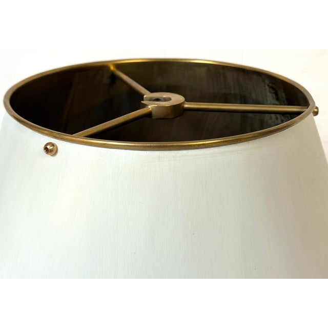 Late 20th Century French Modern Brass & Parchment Enamel Lamp Shades, Style of Royère - a Pair For Sale - Image 11 of 14