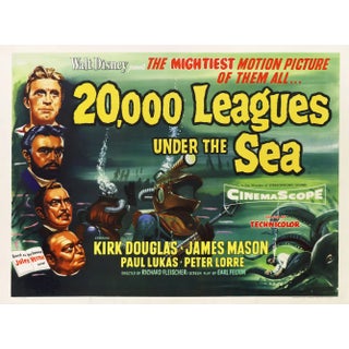 "20000 Leagues Under The Sea" Original Vintage British Quad Movie Poster, 1955 For Sale