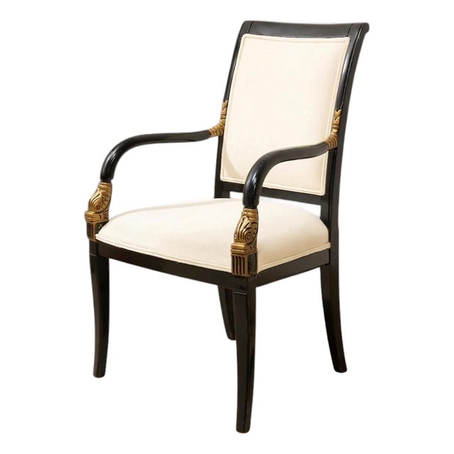 Vintage Black & Gold Neoclassical Armchair For Sale