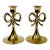 1950s Vintage Chippendale Hollywood Regency Brass Bow Candlestick Holders - A Pair. For Sale