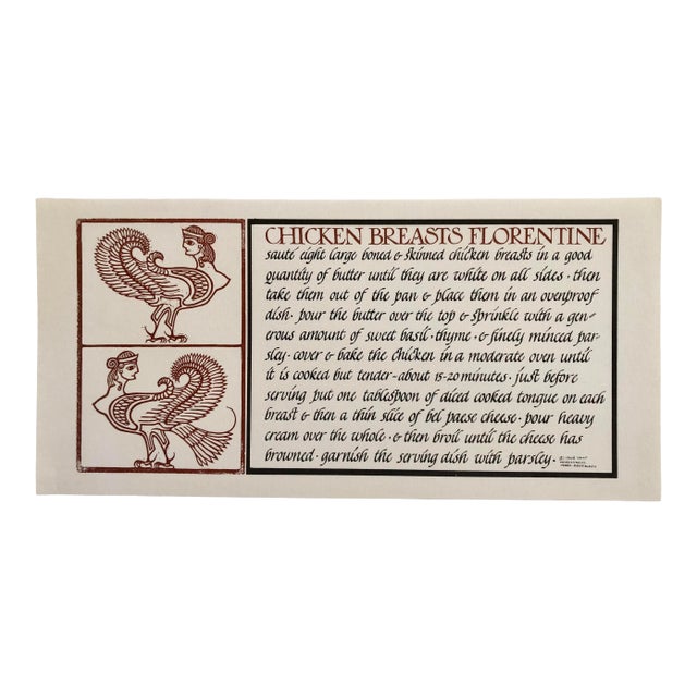 David Goines/Chez Panisse Chicken Breasts Florentine Linocut, Out of Print For Sale