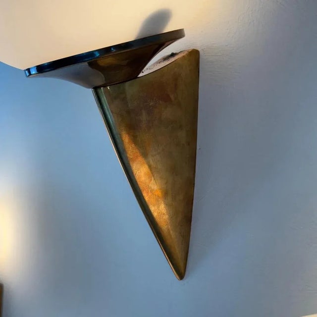 Italian Lancia Wall Sconces in Brass and Opaline Glass from Stilux Milano, 1960s, Set of 4 For Sale - Image 9 of 18