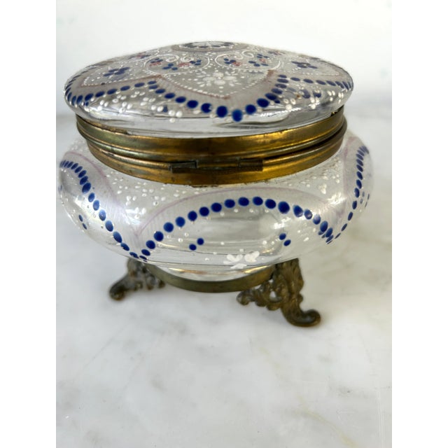 Moser Glassworks 19th Century Moser Enameled Glass Footed Dresser Box For Sale - Image 4 of 8