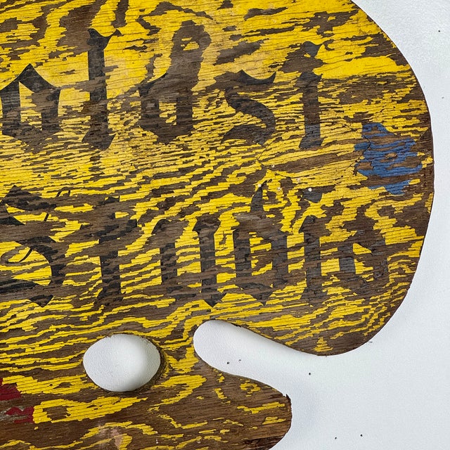 Double Sided 19th Century "Colosi Art Studio" Wood Trade Sign in Shape of Artist Palette For Sale - Image 11 of 11