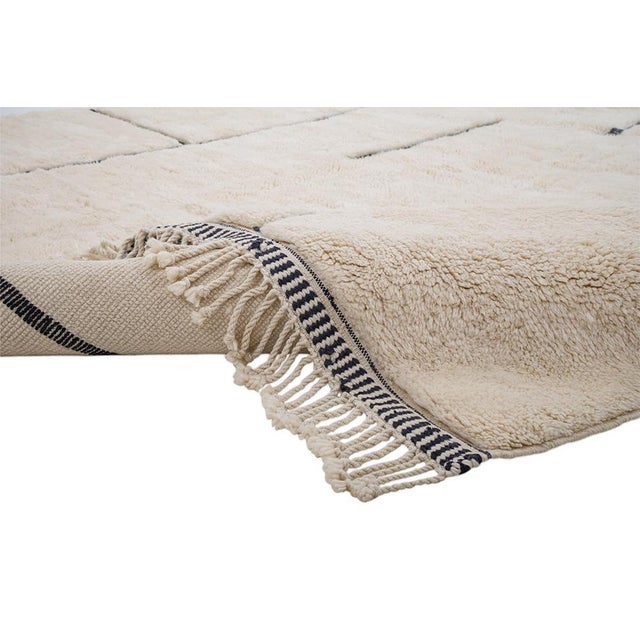 Minimalist Sketch Line Hand-Knotted Wool Rug | 12'1" X 8'6" | One of a Kind For Sale - Image 12 of 12