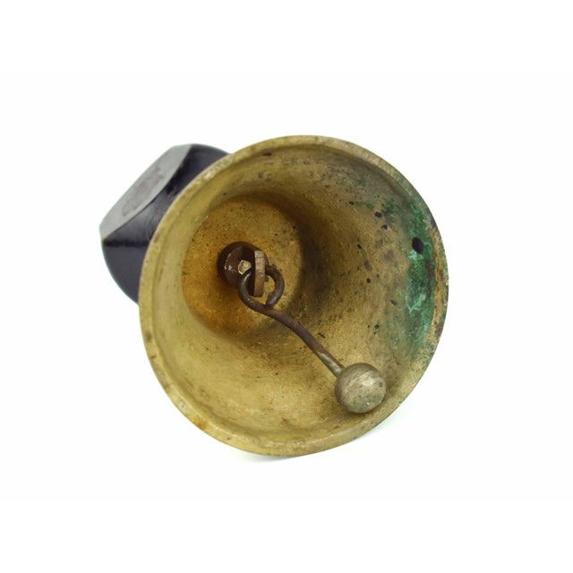 Mid 20th Century Mid 20th Century Solid Brass Hand School Service Bell With Ebonized Wood Handle For Sale - Image 5 of 5