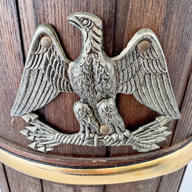 American Vintage Basketville Federal Eagle Wood Wastebasket For Sale - Image 3 of 11