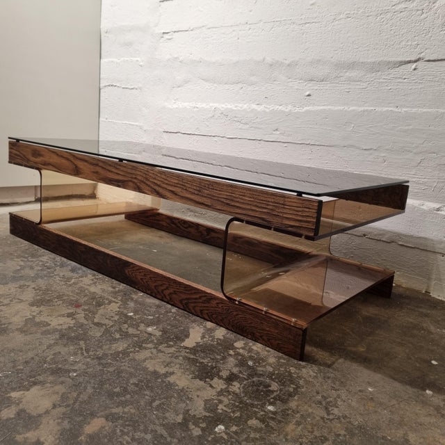 Glass Coffee Table in Smoked Acrylic Glass with Smoked Glass Top from Roche Bobois For Sale - Image 7 of 11