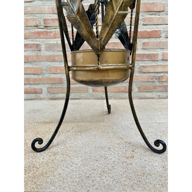 Mid 20th Century Mid Century Umbrella Stand Gilt Iron and Brass For Sale - Image 14 of 18