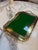 Metal Vintage Brass Tray With Green Glass Insert For Sale - Image 7 of 9