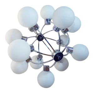 Space Age Glass and Chrome Chandelier from Kaiser Idell / Kaiser Leuchten, 1960s
