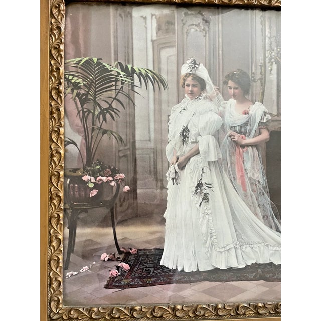 Cream 1898 Painted French Wedding Photograph For Sale - Image 8 of 8