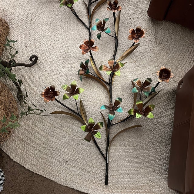 Metal Art Sculpture Floral and Leaves, Set For Sale - Image 11 of 12