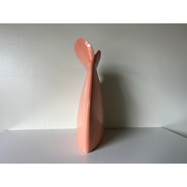 80's Large Postmodern Salmon Glazed Ceramic Vase For Sale - Image 9 of 12