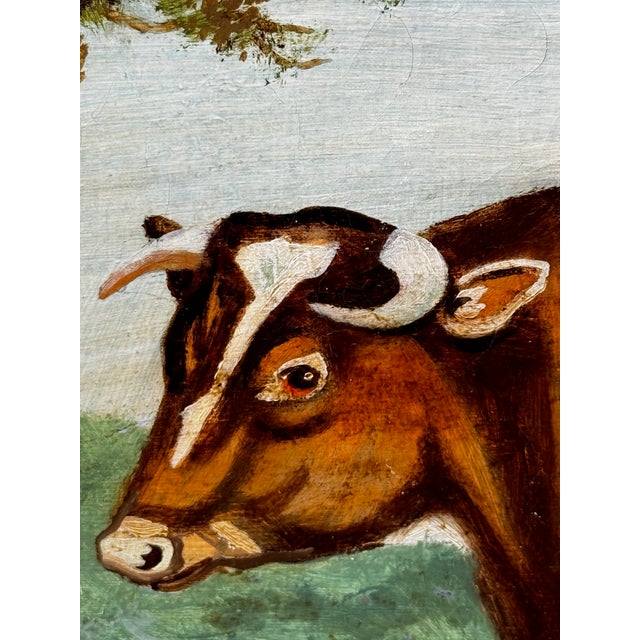 Victorian British Shorthorn Bull Pastoral Oil Painting in Gilt Frame c.1890 in the Manner of William Ward For Sale - Image 10 of 18