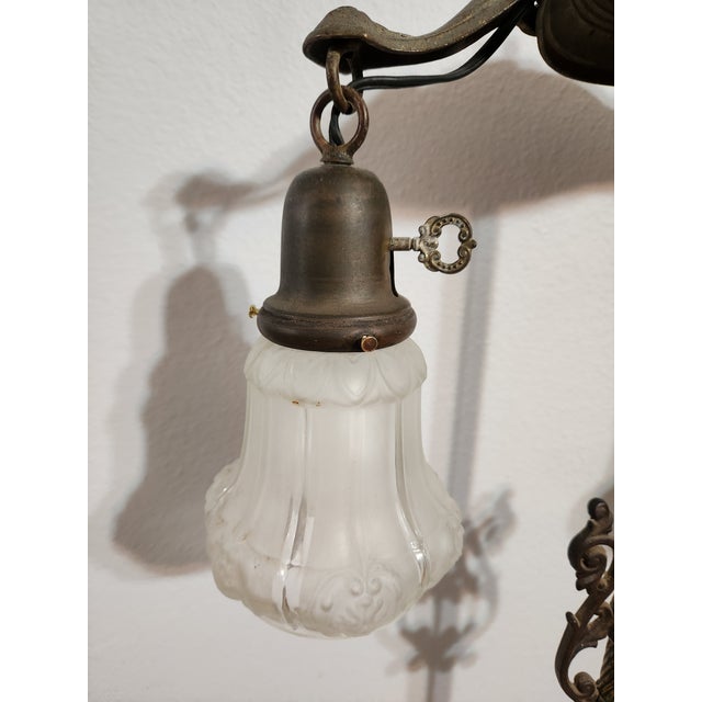 Metal Antique Victorian Art Nouveau Period Floor Lamp For Sale - Image 7 of 11