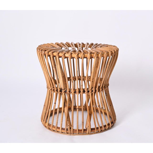 Mid-Century Italian Bamboo and Rattan Stool from BBB Boncina, 1960s For Sale - Image 4 of 15