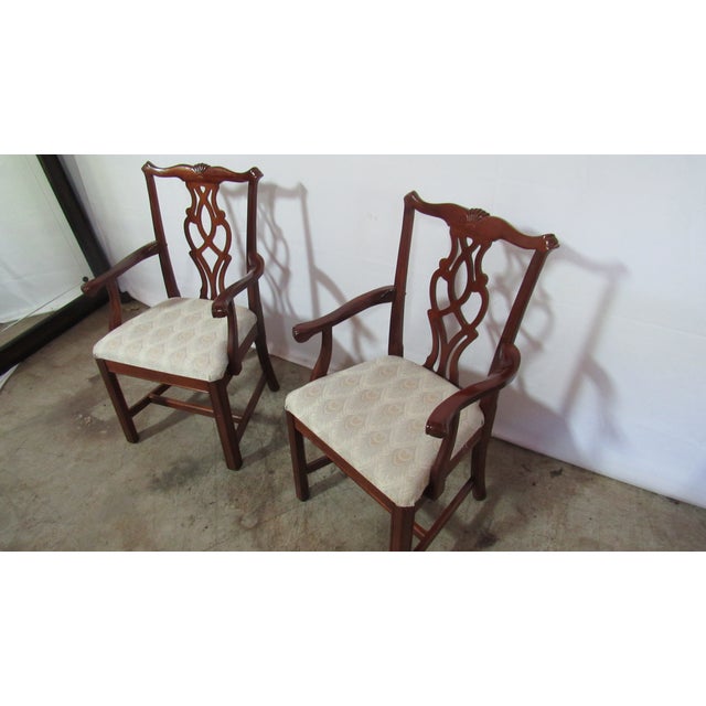 1980s Solid Mahogany Set Chippendale Dining Room Chairs For Sale - Image 14 of 15