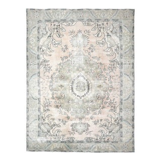 1960s Vintage Persian Handmade Wool Cotton Beige Area Rug For Sale