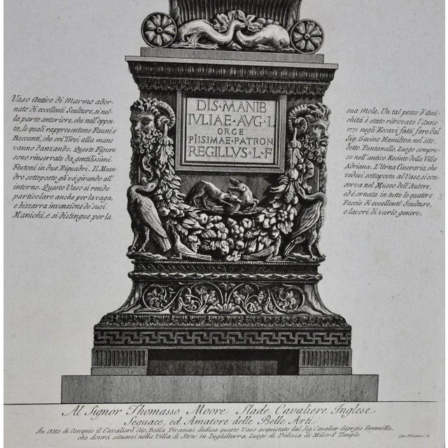 Ancient Roman Medici Marble Vase: An 18th Century Etching by Piranesi, 1778 For Sale - Image 4 of 6