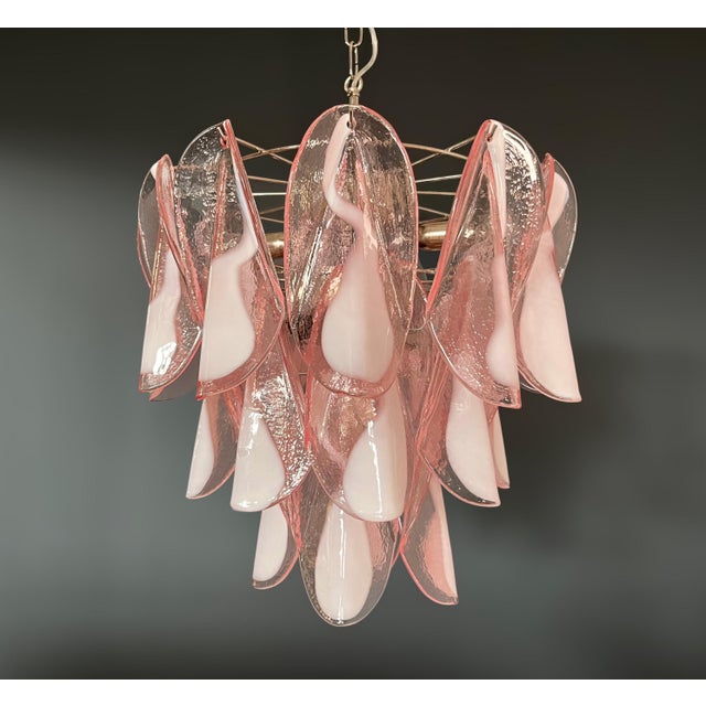 Italian Vintage Pink Murano Glass Lattimo Rondini Chandelier, 1990s For Sale - Image 17 of 17